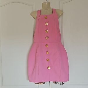 Sunfere Formal Party Open Back Mini Dress Pink Large